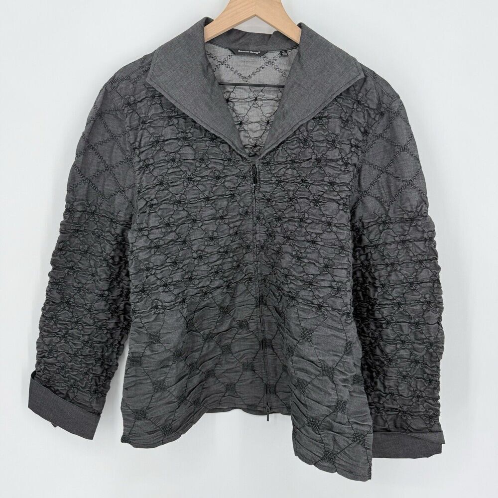 Samuel Dong Full Zip Embroidered Flower Jacket Size XL